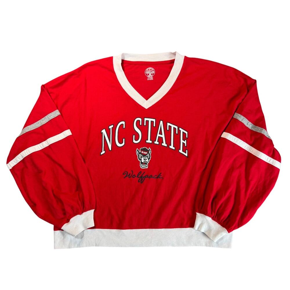 Women's NC State Wolfpack Size M Slouchy Oversized Long Sleeve Comfy Shirt Red